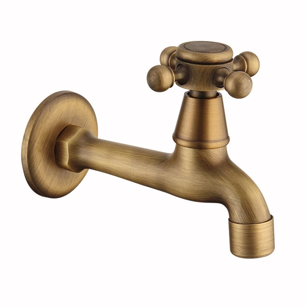 Wall Mount Bibcock Brass Retro Tap Decorative Outdoor Garden Taps Washing Machine Mop Luxury Antique WC Faucet: Long Mop Mop Pool