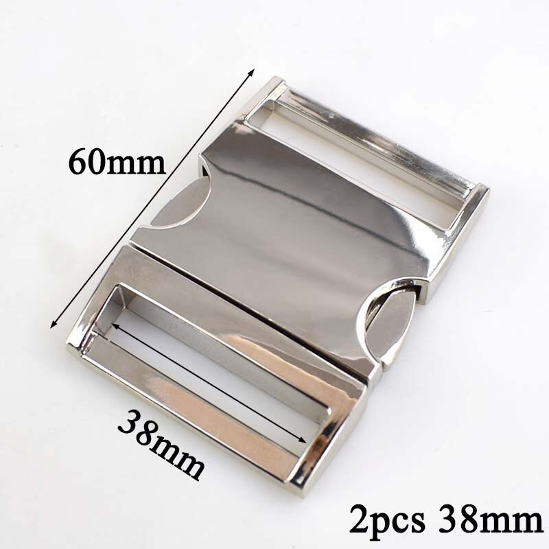 Meetee 2/4pcs 10-38mm Metal Side Release Curved Buckles for Paracord Bracelet Dog Collar Bags Belt Webbing Buckle Accessories: 2pcs 38mm silver