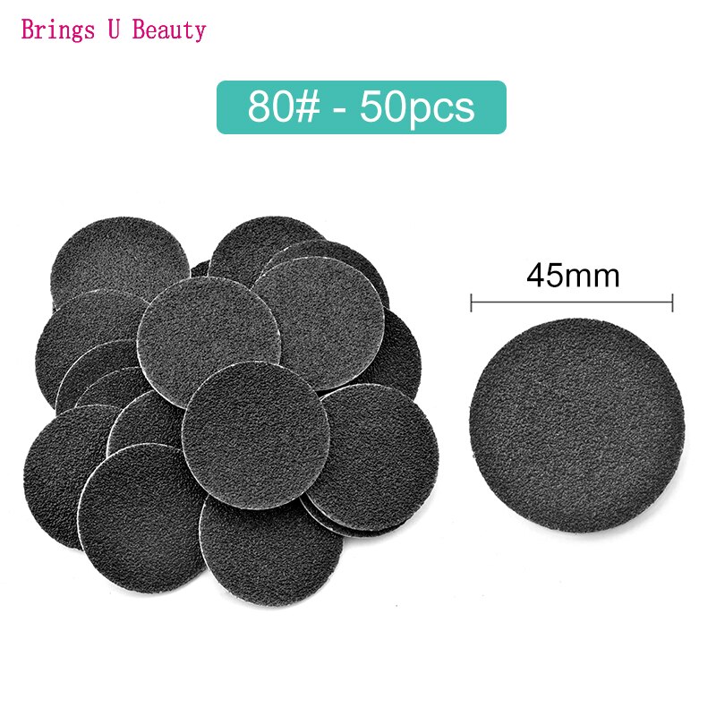 100pcs Disc Cuticle Callus Remove Tool For Electric Foot File Callus Hard Dead Skin Pedicure Tools Replaceable Sandpaper: 50pcs-80Grit-45mm