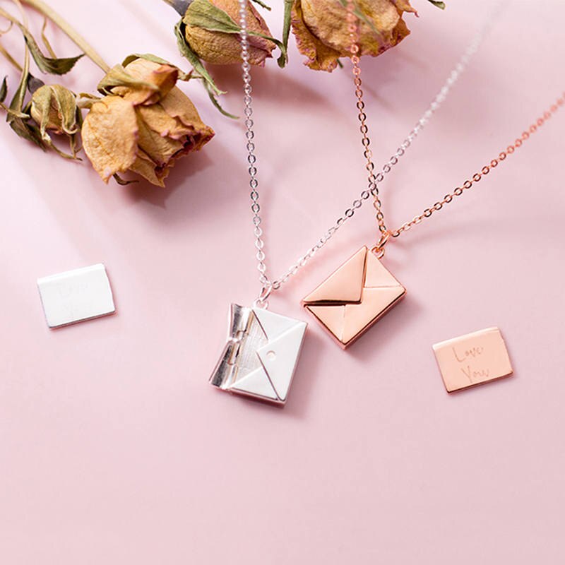 INZATT prawdziwe 925 srebro kocham cię koperta wisiorek naszyjnik dla mody kobiet Cienki biżuteria śliczne 2019 akcesoria