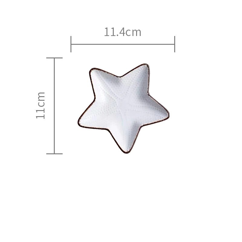 Japanse Oceaan Keramische Ontbijt Plat Servies Walvis Vis Schotel Shell Zeester Vorm Rijstkom Blauw Wit Porselein Servies: white starfish small