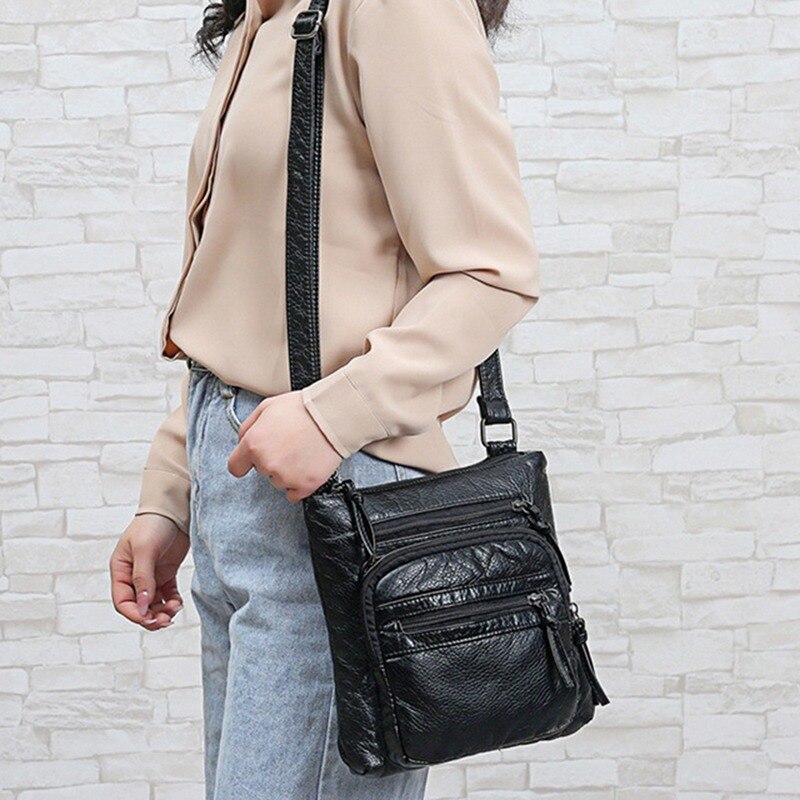Wit Zwart Telefoon Schoudertas Multi Layer Kleine Casual Tassen Voor Vrouwen Stijlvolle Handtas Eenvoudige Verse Zakken