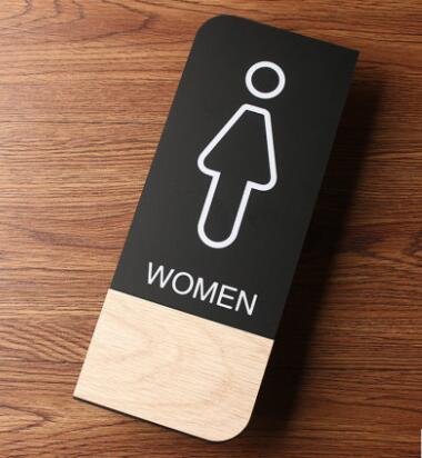 Akryl trækorn toiletskilt prompt mænd & kvinder toilet toiletskilte dørklistermærke dørskilt skiltning: Himmelblå