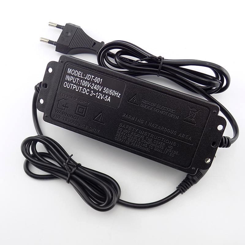 Ac 100-220v  dc 3-12v 5a virtalähde virtalähde cctv-kamera led-nauhavalaisinnäyttölaturiin  j17