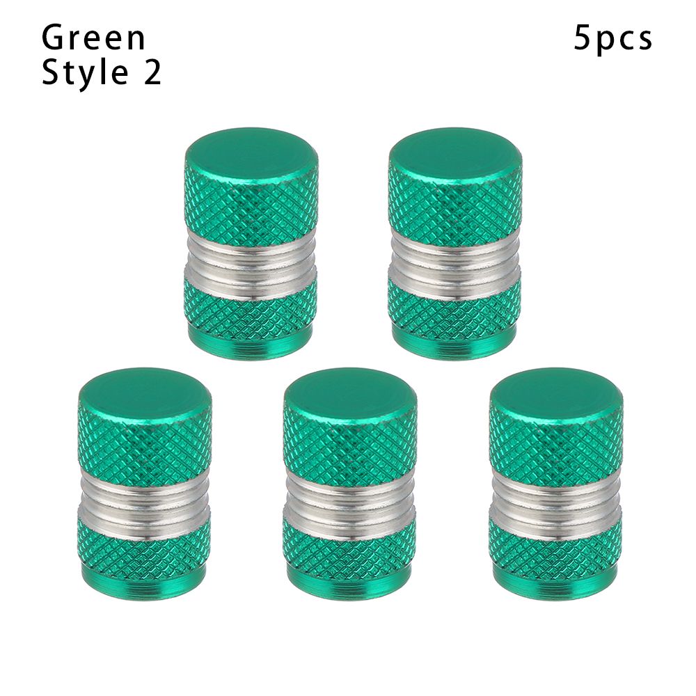 5pcs Universal Bike Valve Caps Dustproof Aluminum Alloy Schrader Valve Caps Motorcycles Trucks Cars Bikes: Green-Style 2