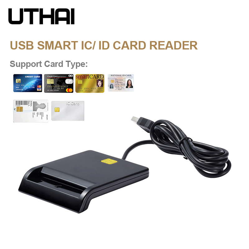 Uthai  x01 usb smart kortleser til bankkort ic / id emv kortleser til vinduer 7 8 10 linux os usb-ccid iso 7816