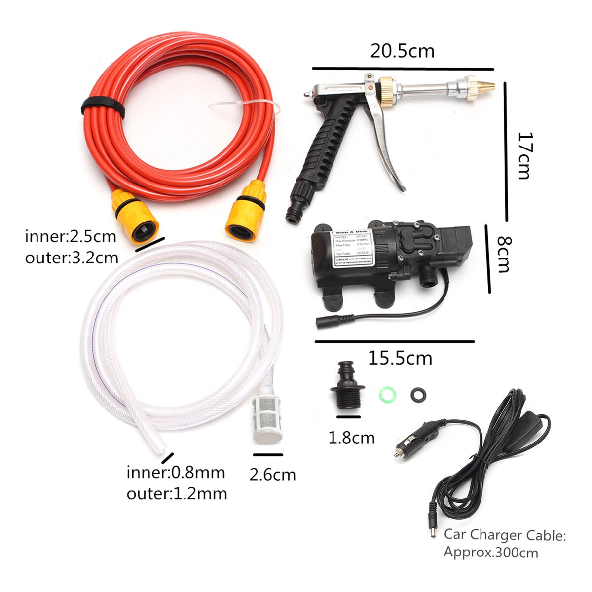 DC 12V 65W Household Portable High Pressure Mini Car Washer Cleaner Water Wash Pump Sprayer Kit Tool Car Washing Machine