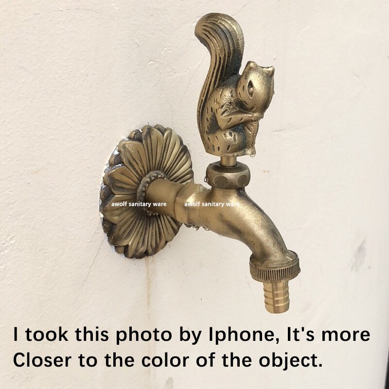 UZSYLE Tuin Kraan Kunst Dierlijke Vorm Antieke Platteland Outdoor Muur Gemonteerd Kraan Messing Wasmachine Koud Water Tap Bibcocks Retro Stijl Bronzen kleur