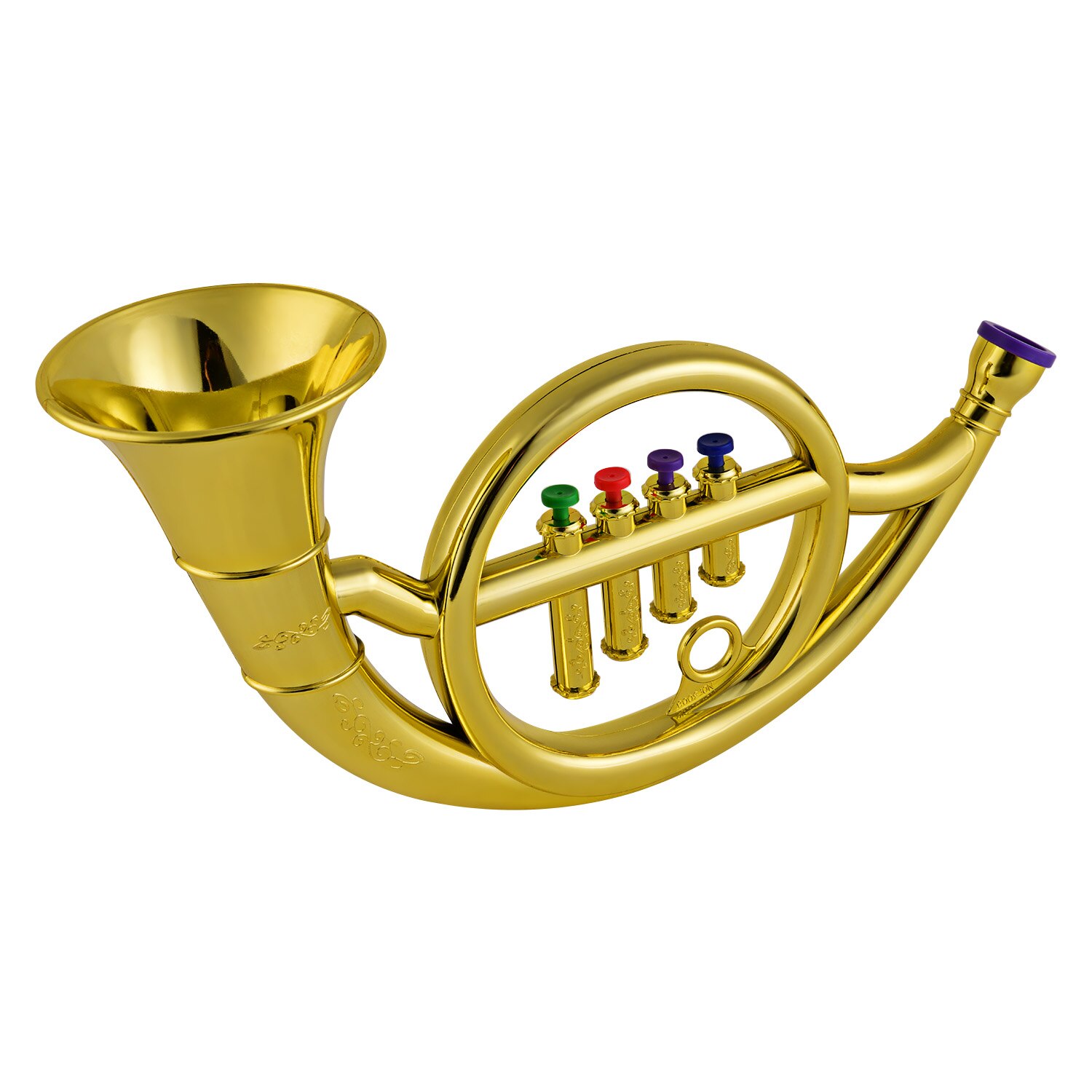 Musical Wind Instrumenten Franse Hoorn Voor Kids Peuters Abs Gouden Hoorn Met 4 Gekleurde Toetsen