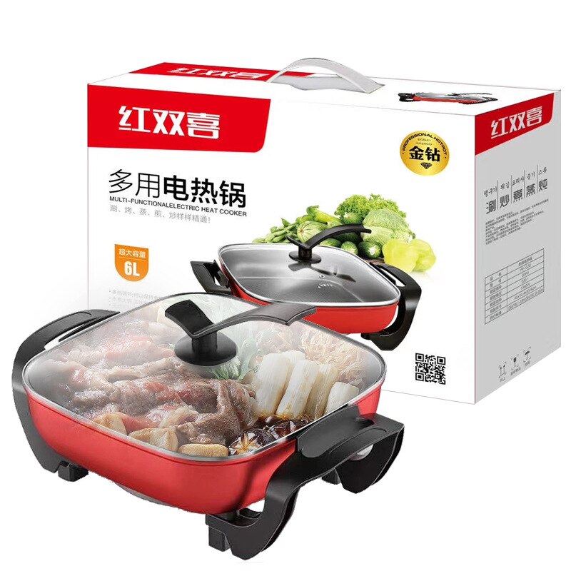 Marmite électrique double soupe Shabu, ustensiles de cuisine d&#39;intérieur sans fumée, cuisinières à Induction antiadhésives 6L, 1300W 220V: of 5-59 Square Pots