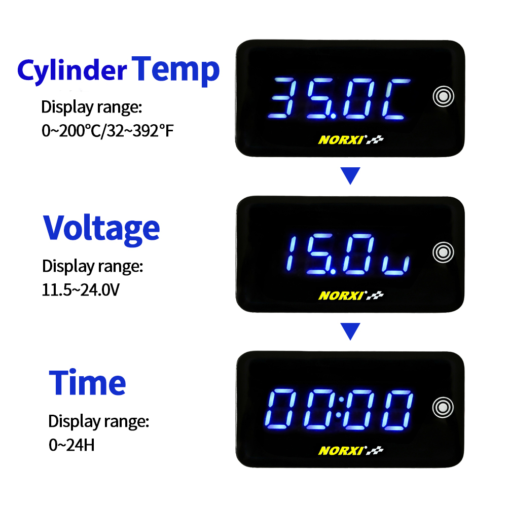 Motos 3 en 1 culata temperatura voltios tiempo ajuste de brillo automático para YAMXHA NMAX pantalla Digital LED medidor cuadrado