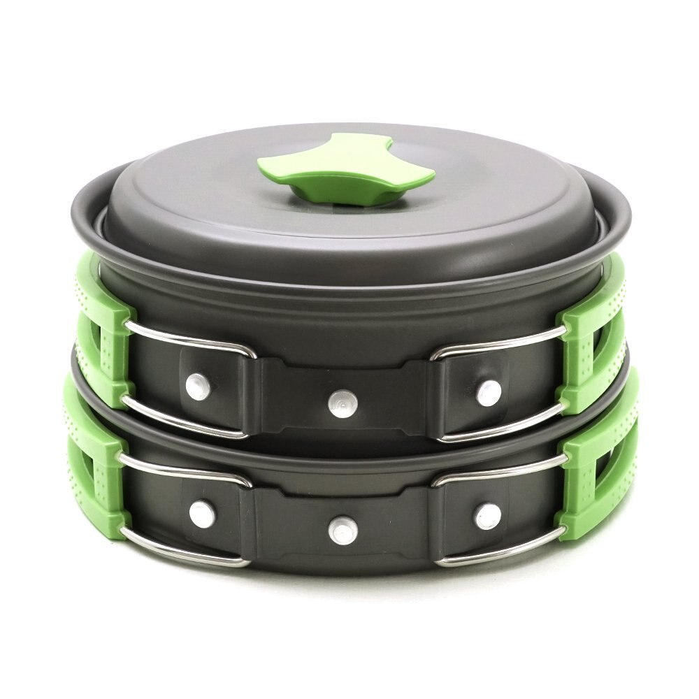 10pcs Portable Camping Cookware Set Foldable Camping Hiking Backpacking Camping Cookware Set (1 Litre) Lightweight Durable Pan