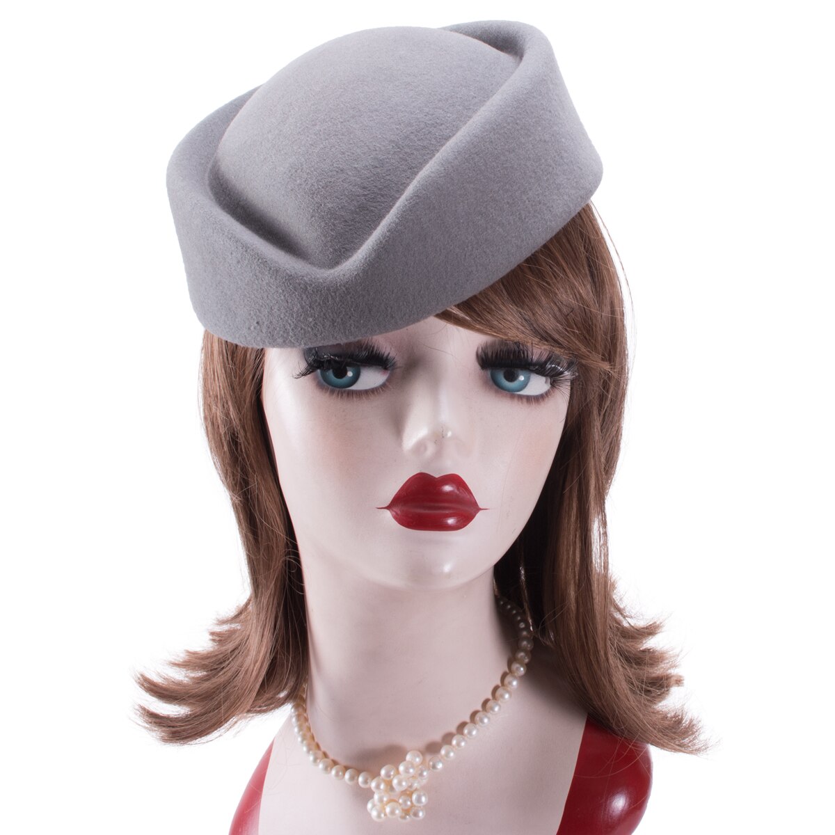 Pastillero de lana para mujer, sombrero fascinador, sombrero de azafata, sombrero de etiqueta, Gorra de fieltro lisa, boina para mujer, sombrero Formal para mujer A040