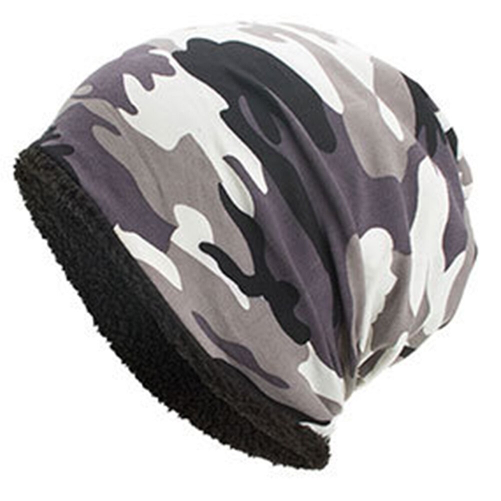 Vinter varm stickning mössa mössa slouchy kamouflage mössa unisex vinter varm bomull camo stickad skid mössor utomhus varm: C