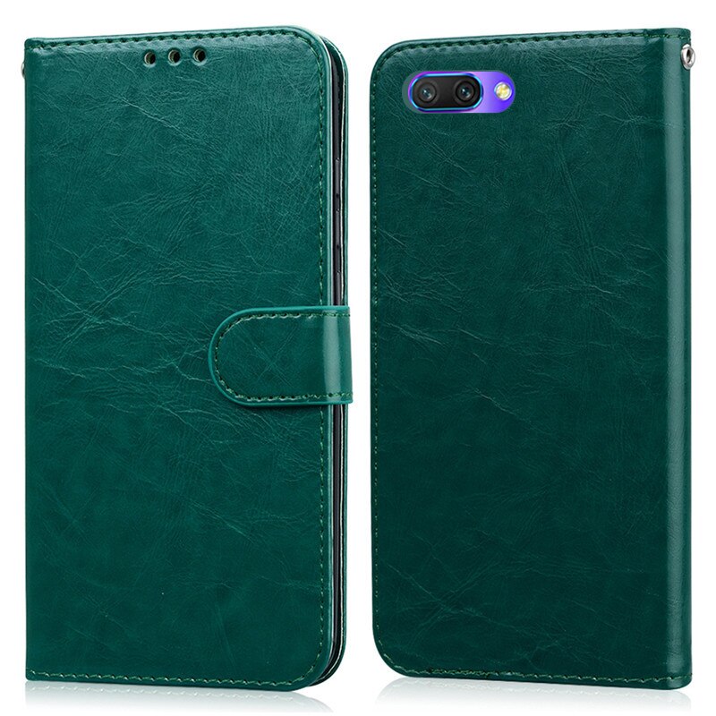 For Huawei Honor 10 Case Cover Luxury Leather Wallet Case On For Huawei Honor 10 Flip Case Honor 10 Phone Case Coque Fundas: Dark Green