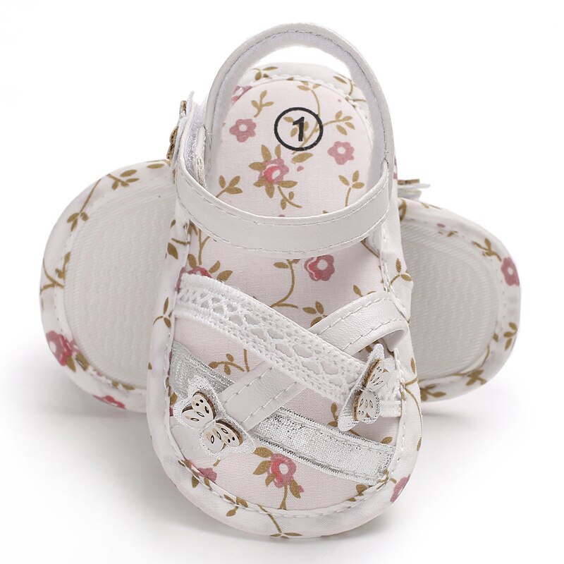 Sommer baby piger knytnævevandere søde blomster bomuldsklud sko blød sål spædbarn baby sko: C -490- gule / 0-6 måneder