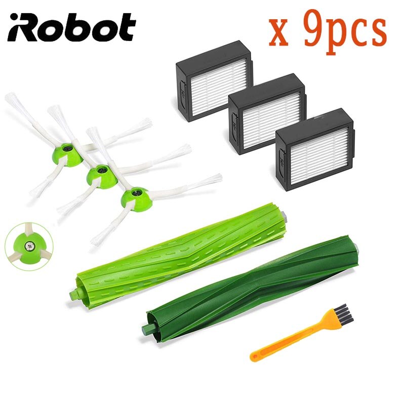 4 * Hepa Filter + 8 * Side Borstel + 4 * Borstel Roll Voor Irobot Roomba I7 E5 E6 ik Serie Robot Stofzuiger Vervangende Onderdelen: 9pcs