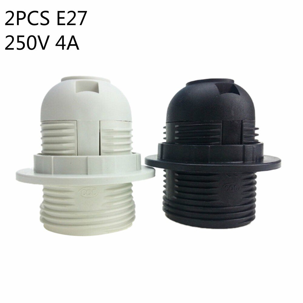 2PCS 250V 4A E27 Glühbirne Basis Kunststoff Volle Lampe Halter Anhänger Buchse Lampenschirm Ring Für E27 Licht birne Weiß Schwarz