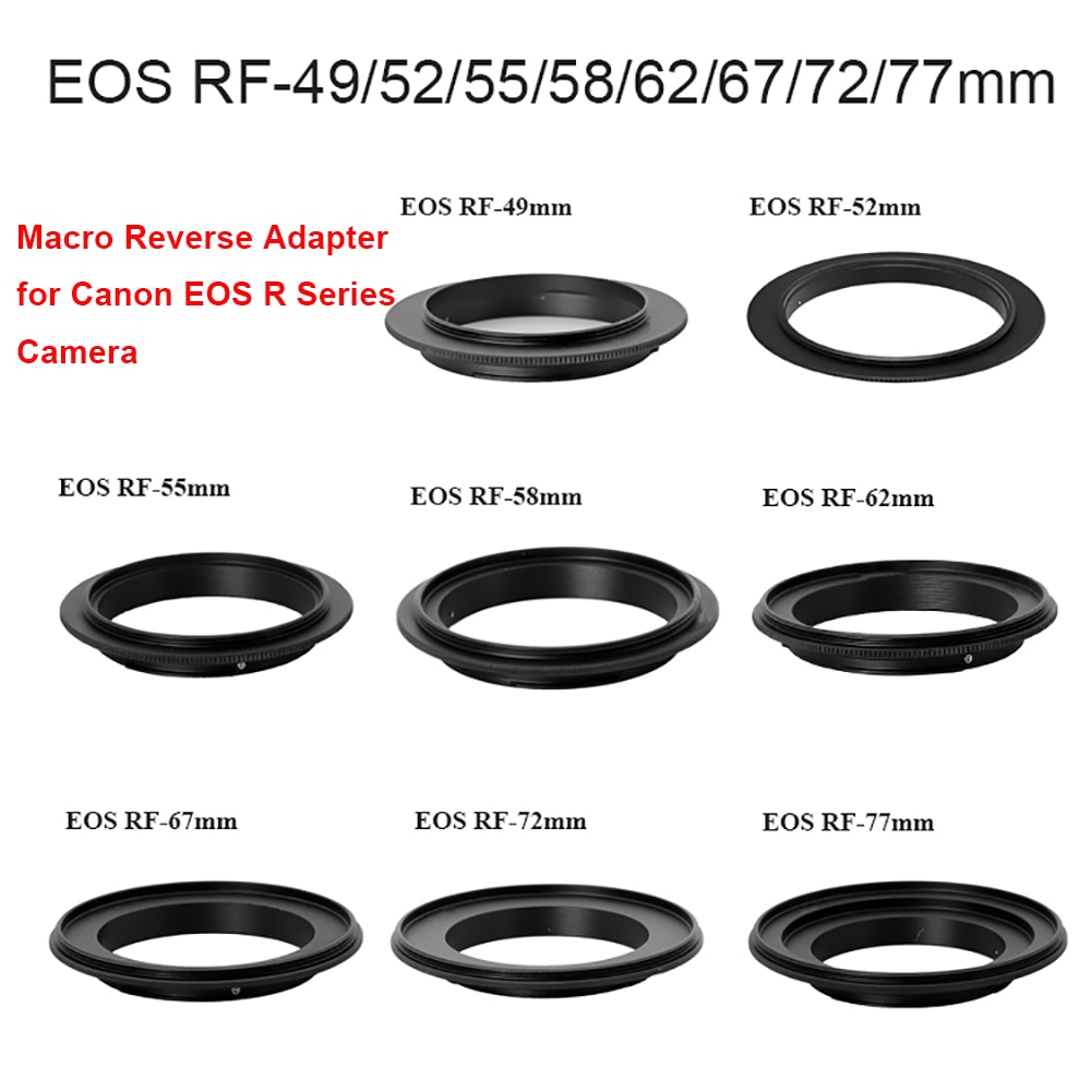 Lingofoto Macro Lens Reverse Adapter Ring 49/ 52/ 55/ 58/ 62/ 67/ 72/ 77mm-EOS R Voor Canon Eos Rf Mount Camera Eos R/Eos Rp
