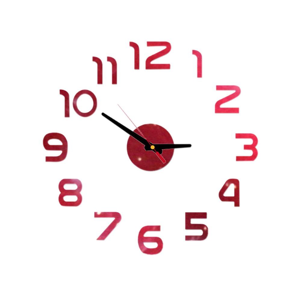 Acrylic Modern Diy Wall Clock Watch Wall Clocks Horloge 3d Diy Acrylic Mirror Surface Sticker Home Office Decor Living Room &jw: Red