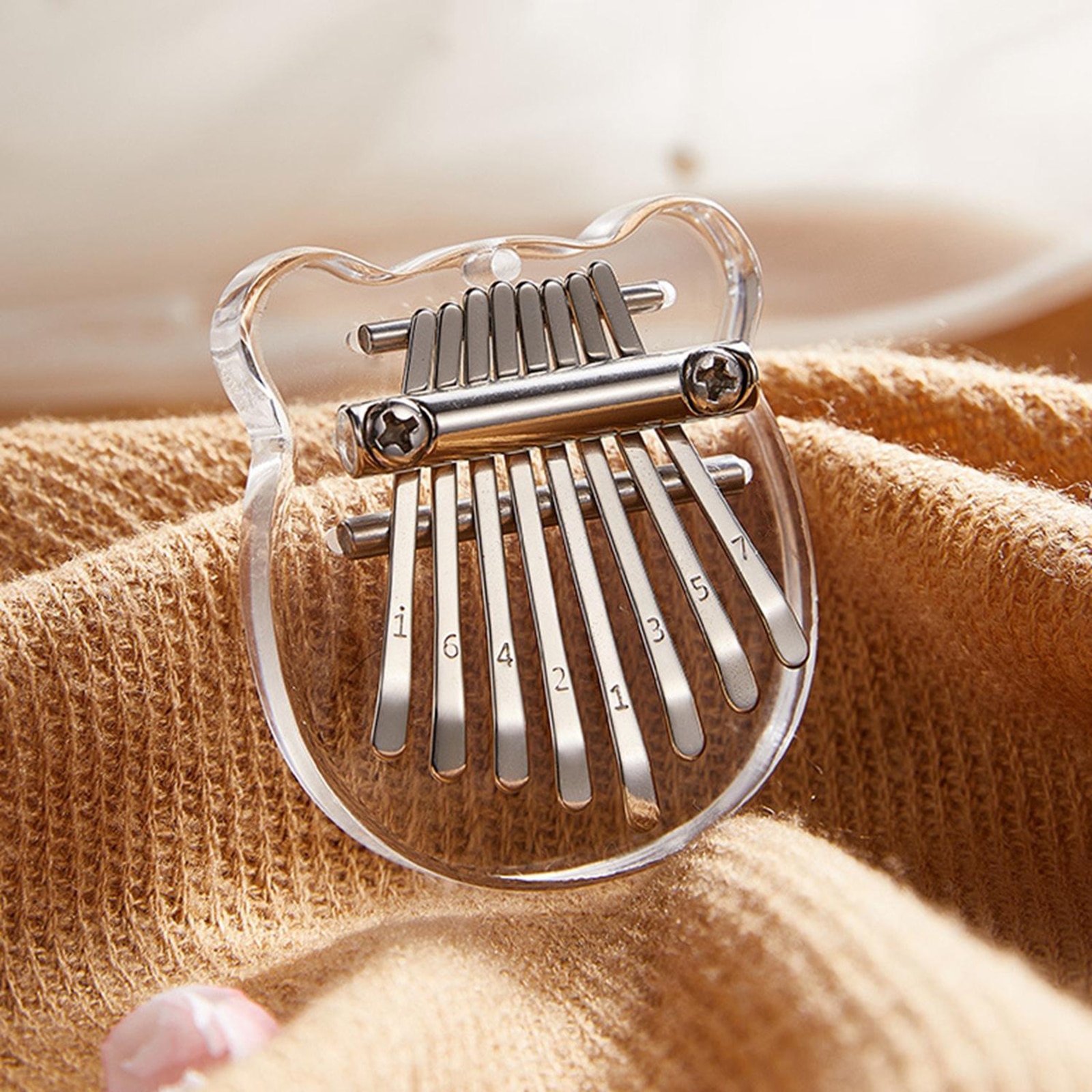 Acrylic Kalimba 8 Key Finger Piano Marimba Musical Instruments Pendant Kids Beginners