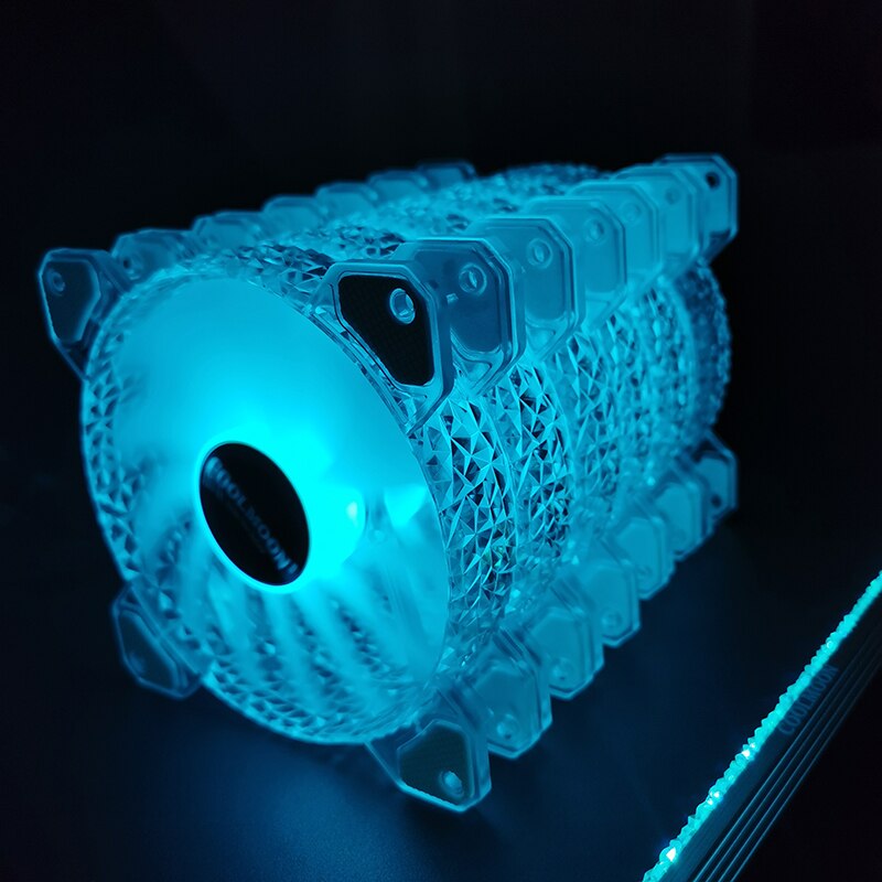 RGB Diamond Facet Case Fans 120mm Ultra-Quiet RGB Chassis Cooling Fans with Remote Controller Speed Adjustable Colorful