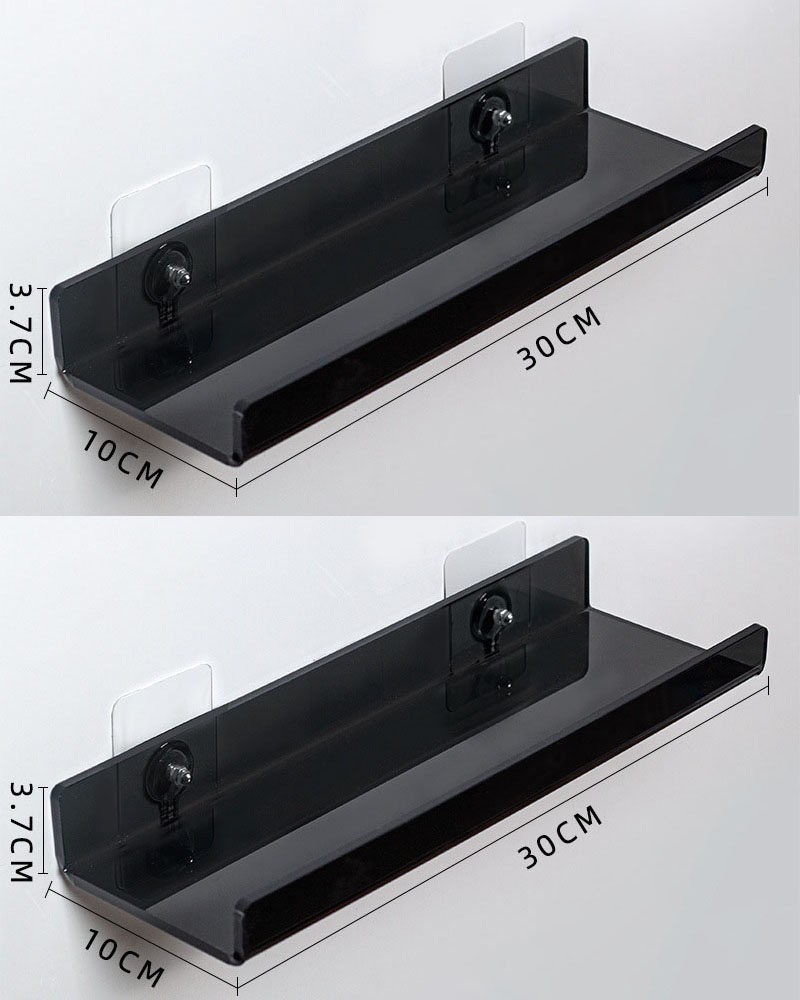 Estante de almacenamiento de acrílico montado en la pared para baño, organizador de cocina, estantes de exhibición, estante de pared decorativo sin perforaciones: Verde militar