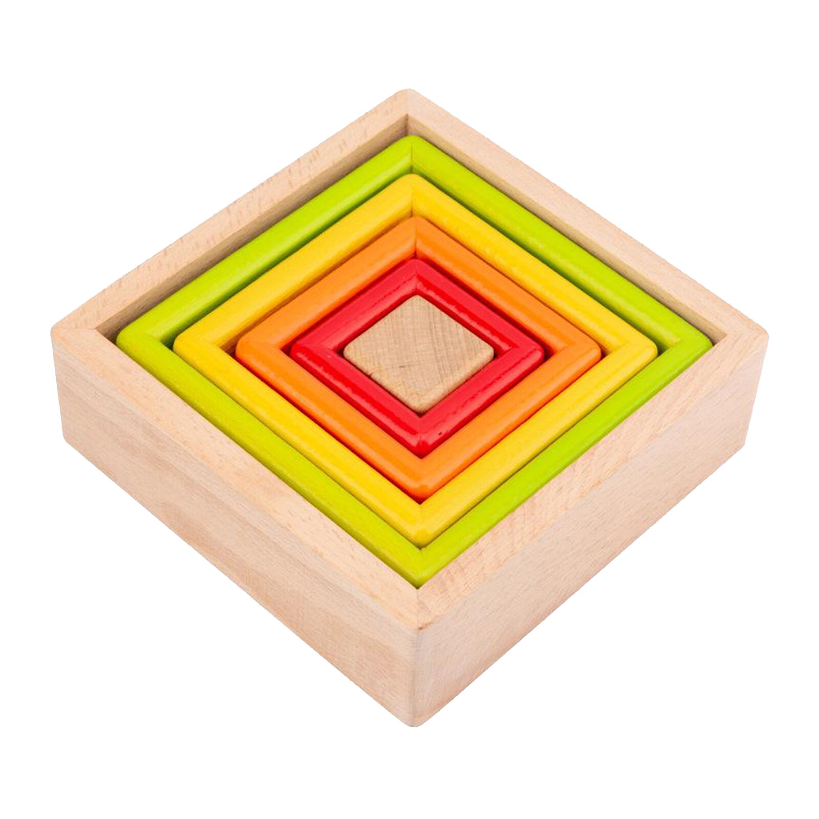 Holz Blöcke Bau Gebäude Spielzeug Eingestellt Stapeln Ziegel Bord Spiele 9 Stück, lagerung Kasten 14,3x14,3x4,5 cm