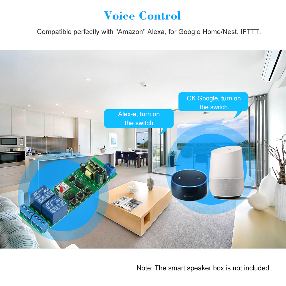 eWeLink Smart Wifi Switch Universal Module 2CH AC85-250V Wireless Switch Timer Phone APP Remote Control For Alexa Google Home