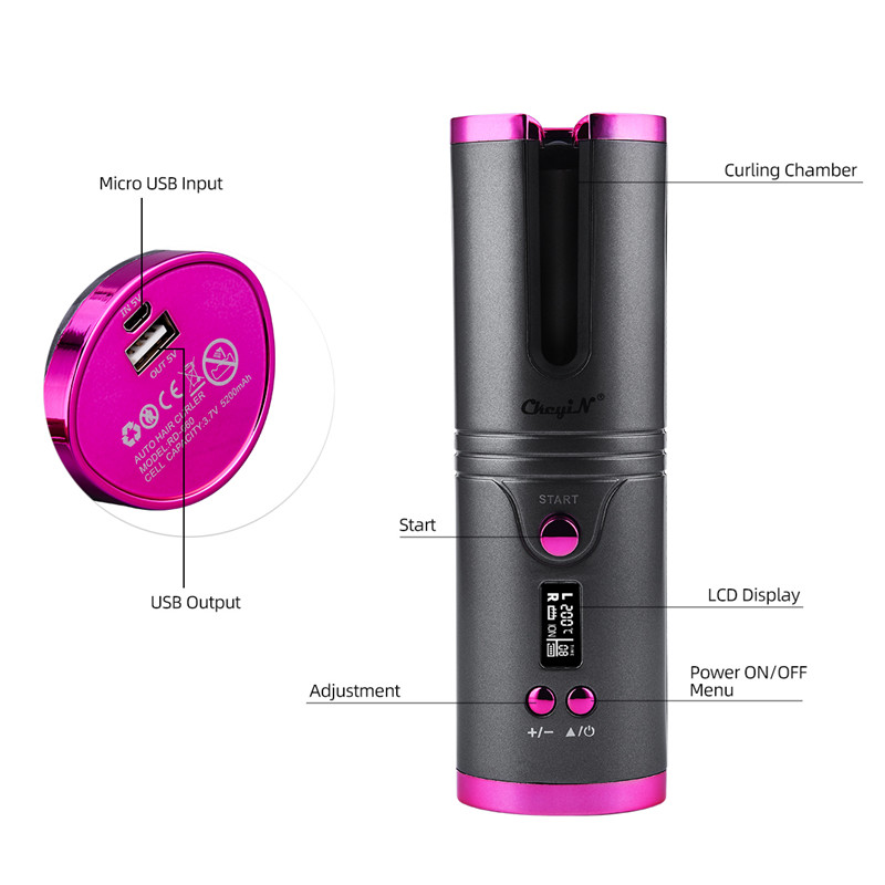 Automatic Hair Curler USB Rotating Hair Curling Iron Ceramic Magic Air Curler Waver Wand Cordless Curling Tong Salon Hair Styler