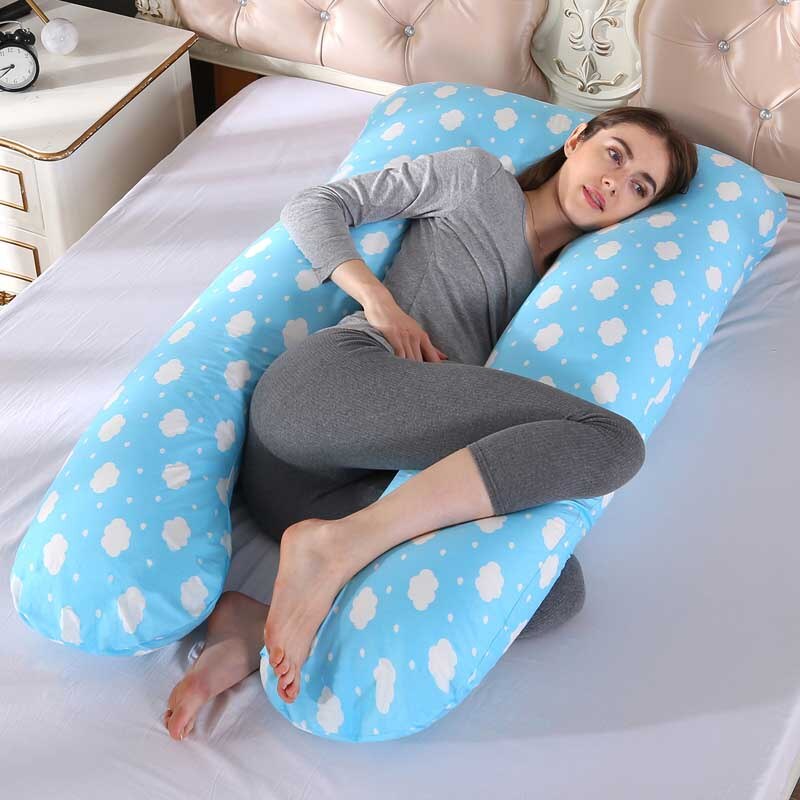 Coussin de soutien pour femmes enceintes complètes, oreiller de dos, pour maternité, pour jambes, pour femmes enceintes, coussin Abdominal détachable: blue dot