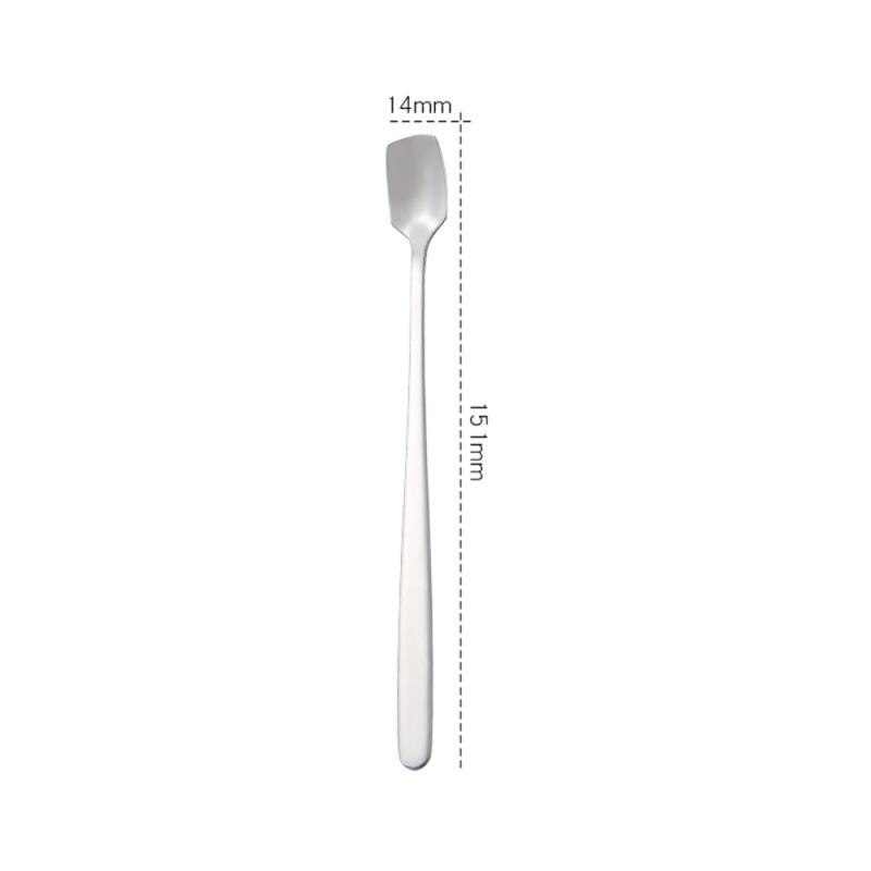 Coffee Spoon Stainless Steel Long Handle Stirring Spoon Black Gold Short Handle Square Head Spoon Kitchen Flatware: 01 15CM