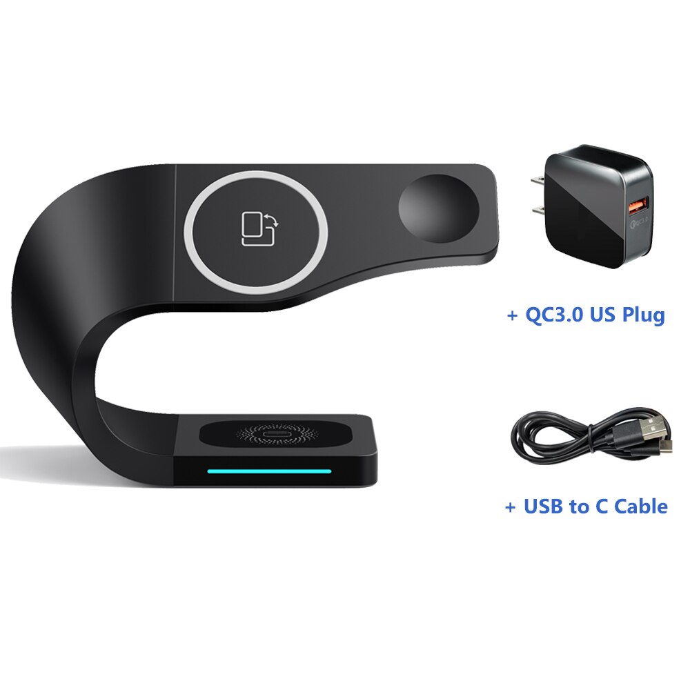 15w magnetische schnelllade-dockingstationen für iphone 13, 13 pro, 12 pro max , 4 in, 1 , airpods pro und iwatch  se 6, 5, 4, 3.: Schwarzer us-stecker