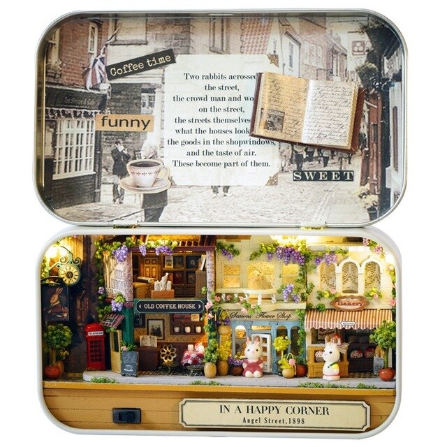 skrzynka teatr meble robić domku dla lalek zabawka miniaturka DIY miniaturowe meble dla lalek doprowadziło zabawki podświetlane na prezent urodzinowy dla dzieci: A