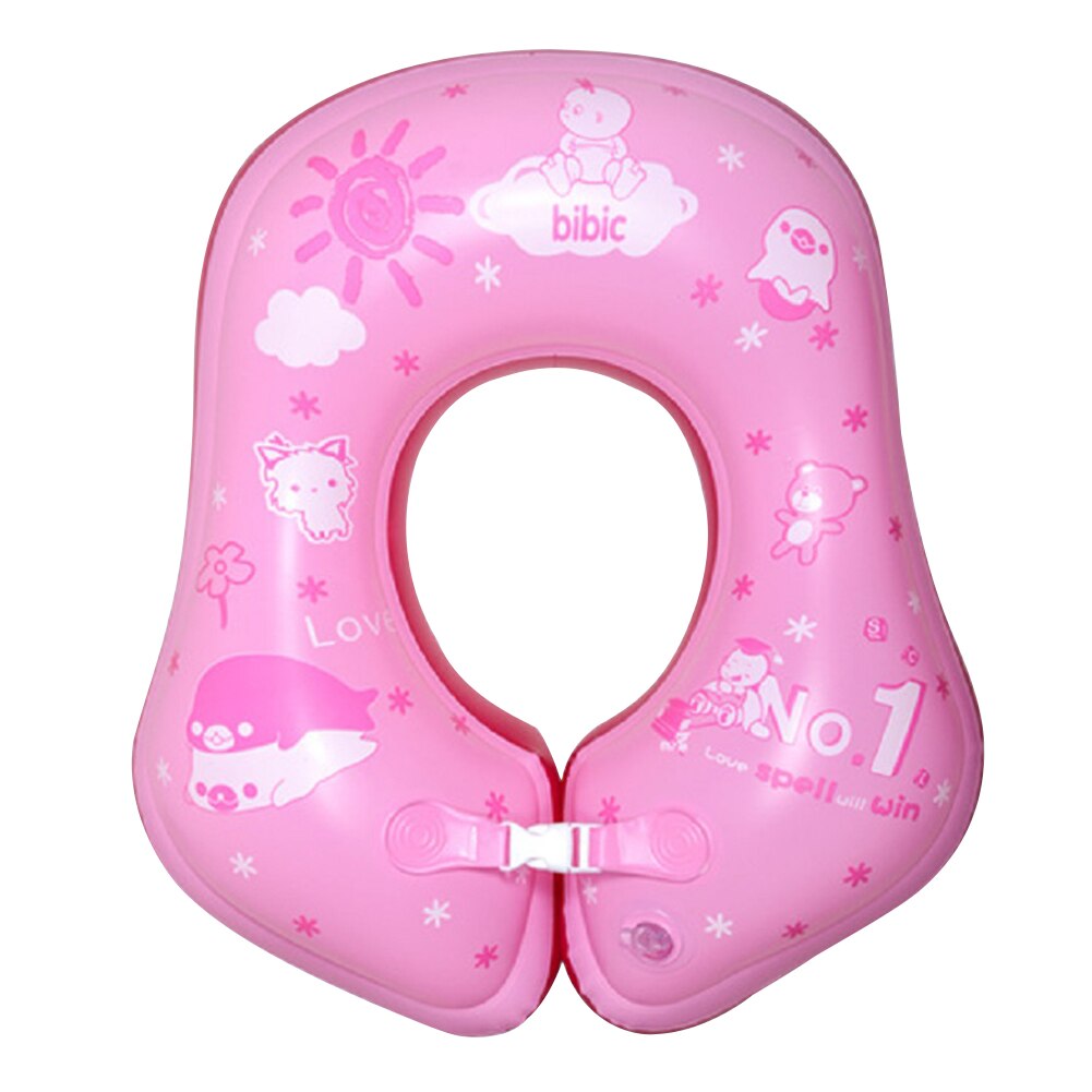 Water Drijvende Drinken Bekerhouder Accessoire Baby Baby Hals Cirkel Baden Boei Cartoon Afdrukken Opblaasbare Float Ring: Pink-L