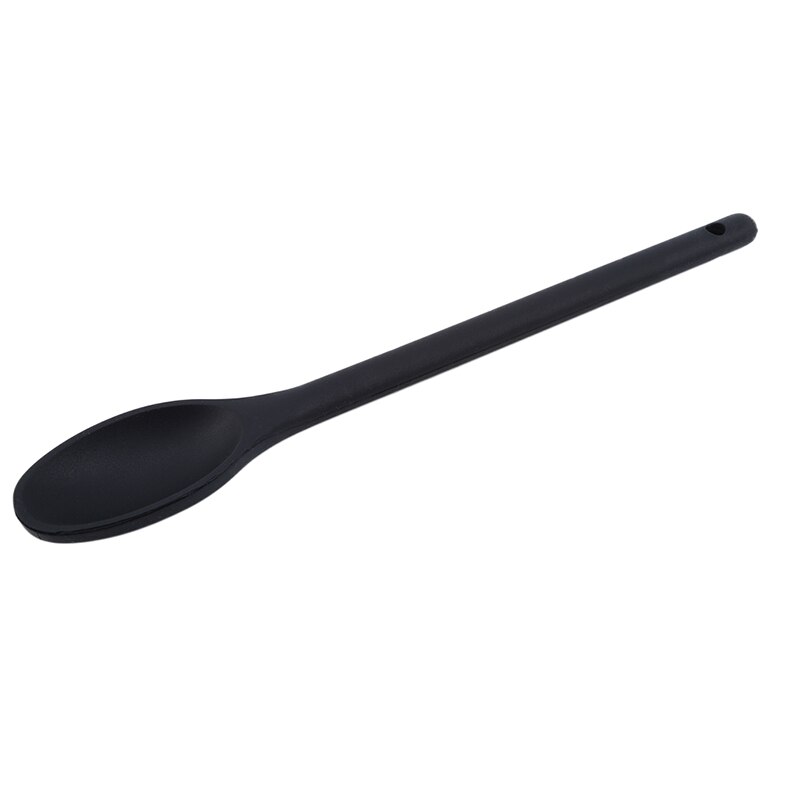 Kokhulpmiddelen Silicone Spooncake Stopverf Spatel Mengen Lepel Lange Steel Kookgerei Servies Keuken Soep Lepels: Black