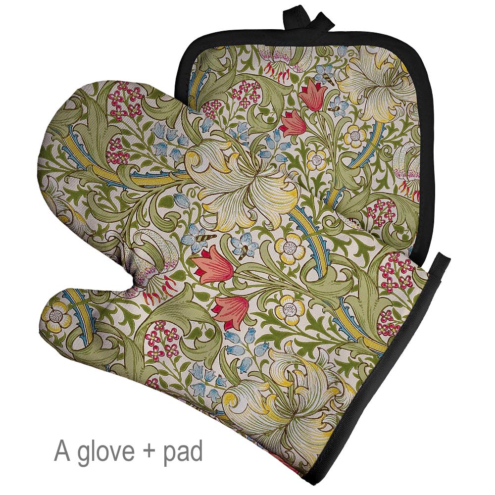 Retro Pattern Microwave Glove Potholder Polyester Oven Mitt Insulation Gloves Kitchen Pad Baking BBQ Gloves Home Decor