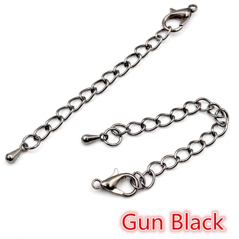 10 stücke 50mm/70mm Länge Länger 5x4mm Handgemachte Verlängerung Kette mit Hummer Verschluss und tröpfchen Für Armband Halskette Schwanz Kette: Gun Black / 70mm