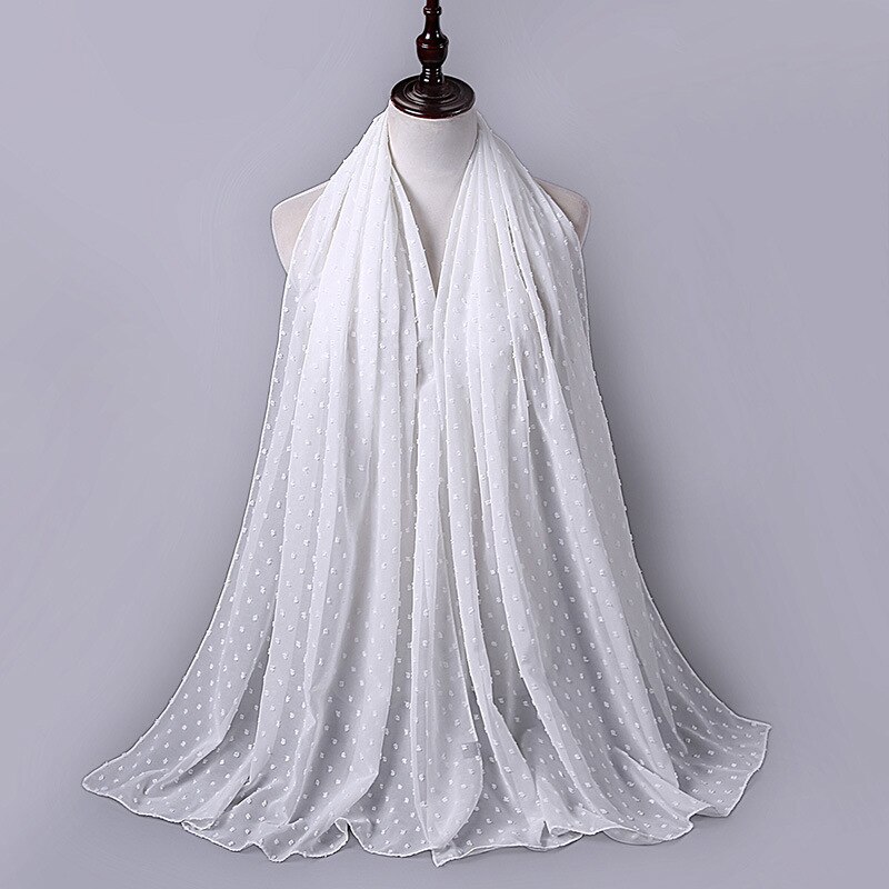 Foulard en mousseline de soie 72x175CM, couleur Pure, malaisie, indonésie, perles, couvre-tête: 17