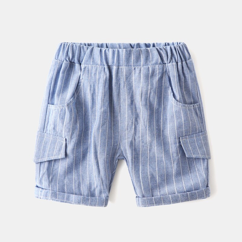 Lille drengs stribe korte bukser sommer børn bomuldsshorts til baby drenge børn strand korte bukser 2-8 år gammel: Blå / 3t