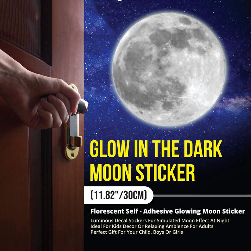 Moon Glow In The Dark Muur Of Plafond Stickers Glow In The Dark Moon 30Cm Nachtlampje Gloeiende Lichtgevende Muur art Stickers Removabl