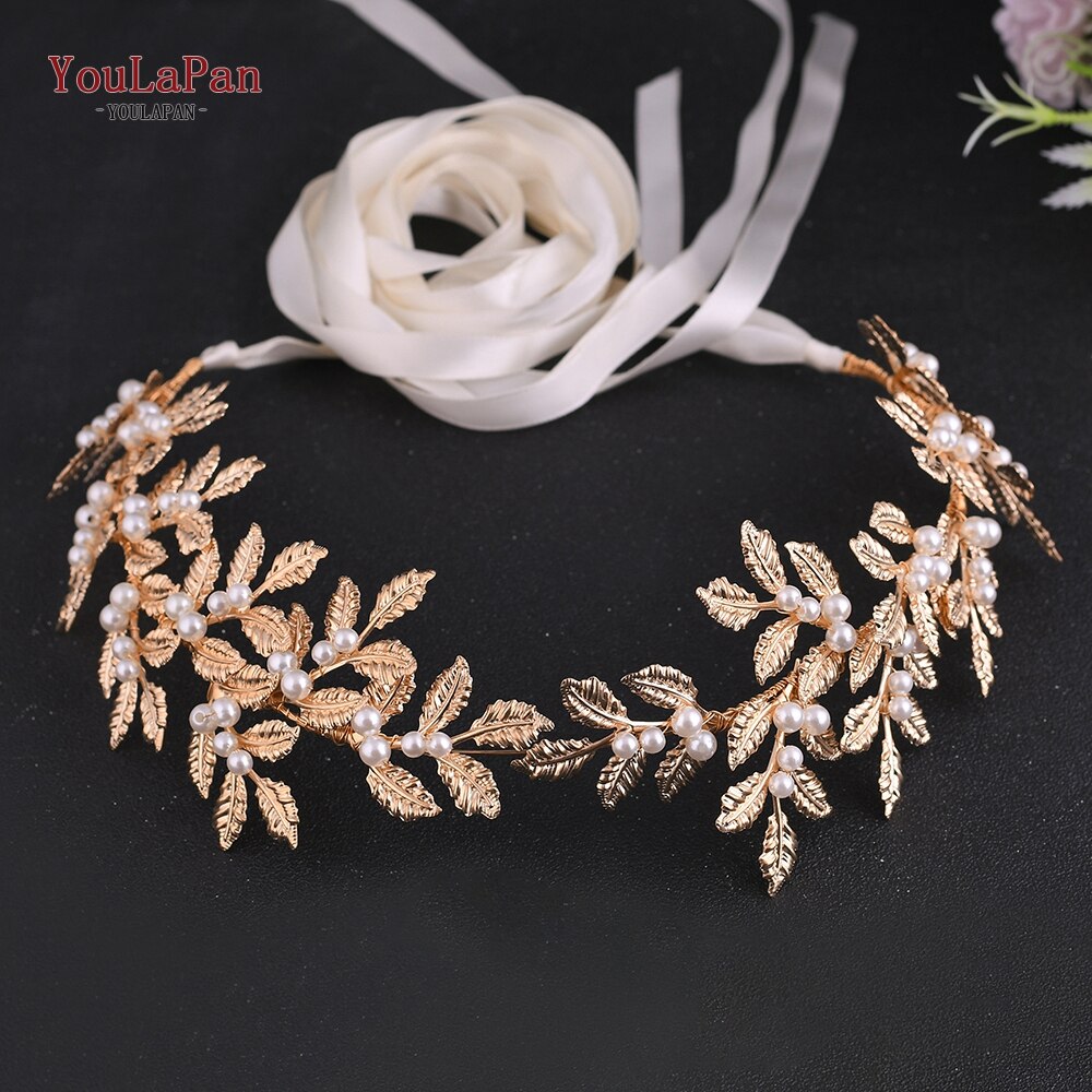 Topqueen  sh353 pearl bride brudklänning bälte gyllene blad brudtärna klänning bälten för kvinnor elastiskt utsmyckat midjebälte