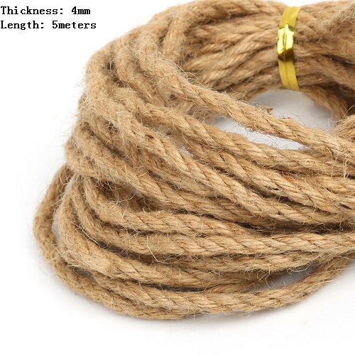 2/4/6mm säckväv band 5m/ parti naturligt hessian jute garn rep för diy rustik bröllop julfest dekoration tillbehör: 4mm 5 meter