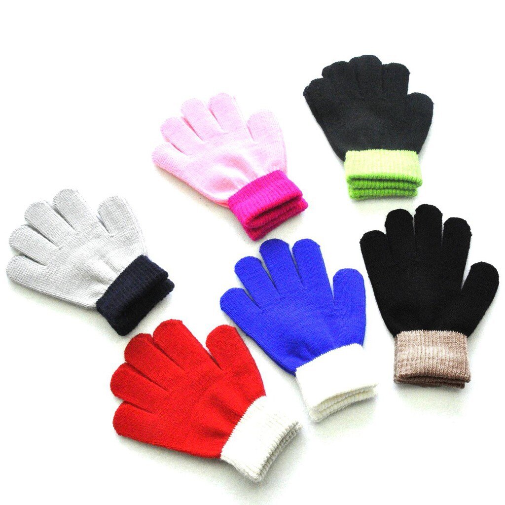 Winter Feste Handschuhe Kinder Kinder Magie Winter Handschuhe Colorblock Volle Finger Warme Gestrickte Handschuhe Bebes Accesorios Recien Nacido