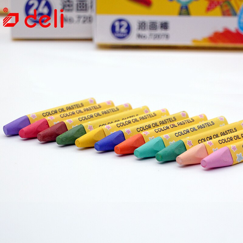 Deli Wax Crayon Kids Oil Painting Stick Candy Color Oil Pastel Crayon Child Safety Non-toxic Pastel 8/12/24/36/48 Colors Per Box