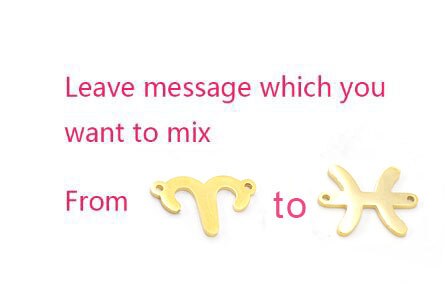 Fnixtar 15mm Mirror Polished Stainless Steel Twelve Zodiac Charms DIY Constellation Connectors Charms DIY Jewelry 12pcs/lot: gold color