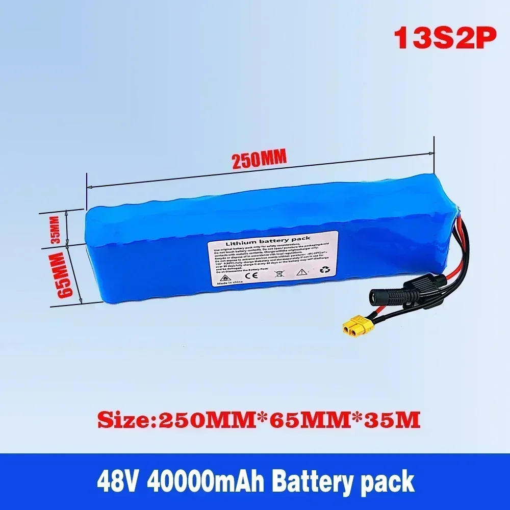 Battery 48v 40Ah 18650 Lithium Ion Battery Pack 13S2P Bike Conversion Kit Bafang 1000w and 54.6V 2A Charger