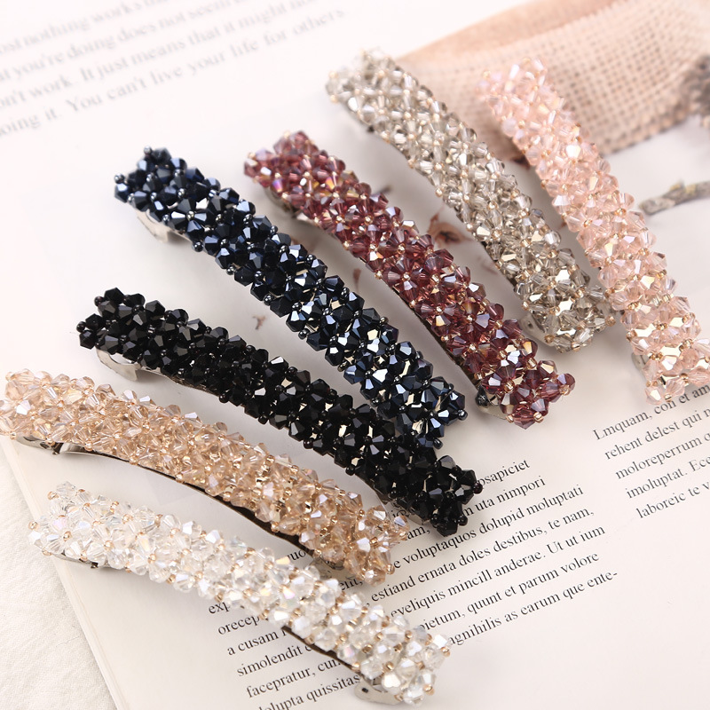 Qingwen 1Pcs Bling Crystal Hairpins Headwear for Women Girls Rhinestone Hair Clips Pins Barrette Styling Tools Accessories