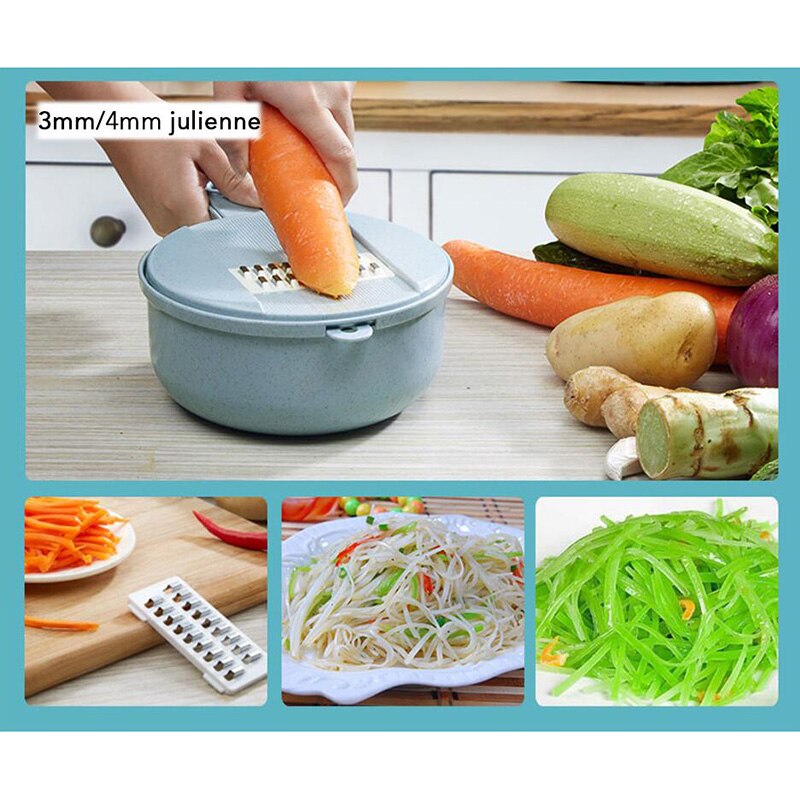 Multifunctionele 8 In 1 Mandoline Slicer Met Zeef Fruit Groente Snijder Aardappel Dunschiller Wortel Ui Keuken Accessoires Gadget