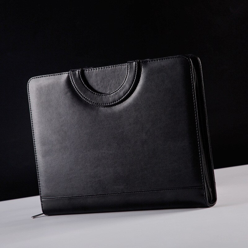 Portable A4 Binder Folder PU Leather Manager Padfolio Files Holder Business Zipper Document Organizer Briefcase Filing Products